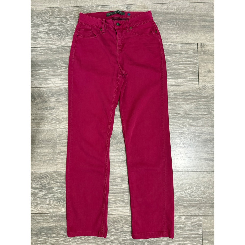 Christopher Blue Women Pants 4 Magenta Pink Straight Leg Mid Rise Stretch Cotton